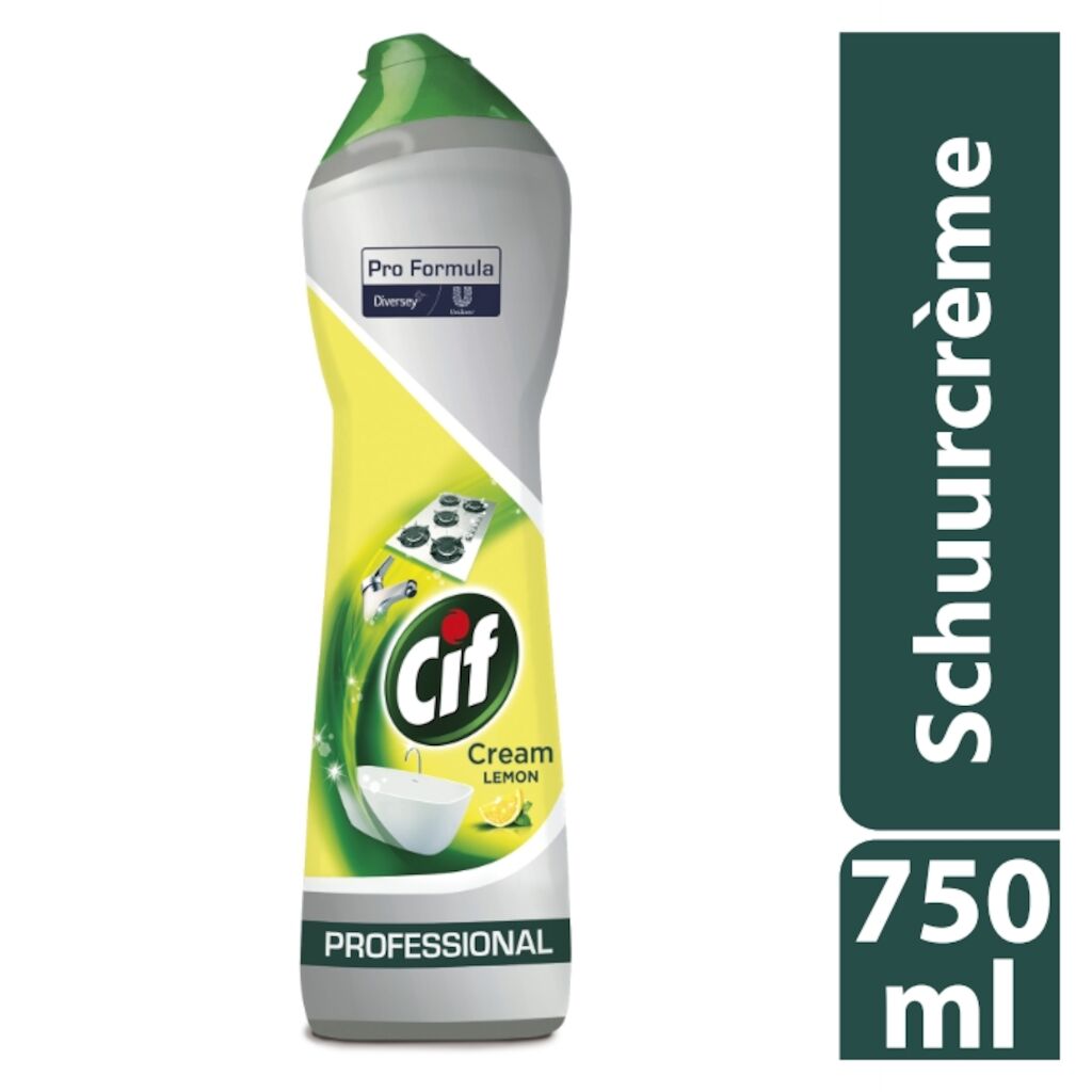 Cif Pro Formula schuurmiddel citroen 8x0.75L - Crèmereiniger met natuurlijke microdeeltjes
